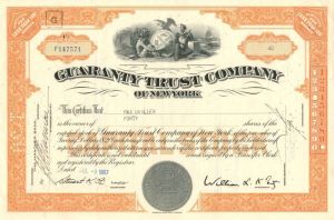 Guaranty Trust Co. of New York - Stock Certificate