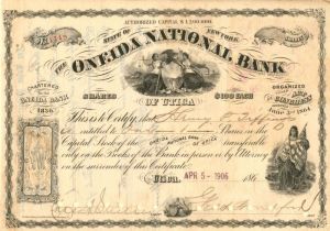 Oneida National Bank of Utica - Stock Certificate