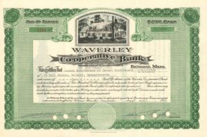 Waverley Co-operative Bank - Stock Certificate
