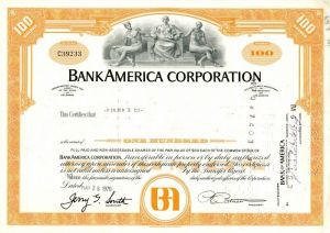 Bank America Corporation - Stock Certificate