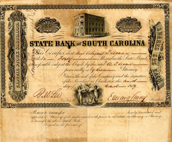 State Bank of South Carolina - Stock Certificate
