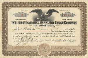 First National Bank and Trust Co. of Ford City - Stock Certificate