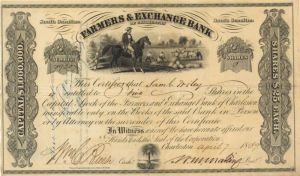 Farmers and Exchange Bank of Charleston - Stock Certificate