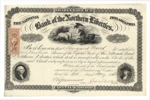 National Bank of the Northern Liberties - Banking Stock Certificate