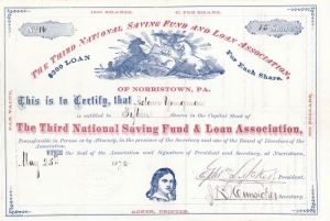 Third National Saving Fund and Loan Association - Stock Certificate