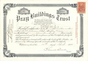 Pray Buildings Trust - Stock Certificate