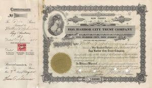 Egg Harbor City Trust Co. - 1925-1927 Stock Certificate