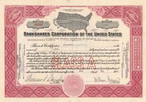 Bankshares Corporation of the United States - 1928 dated Stock Certificate