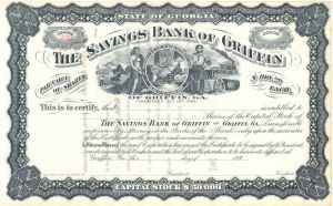 Savings Bank of Griffin -  Unissued Stock Certificate