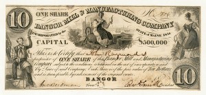 Bangor Mill and Manufacturing Co - Stock Certificate