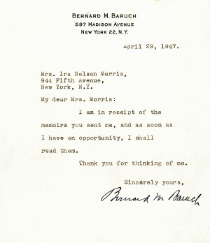 Bernard M. Baruch Letter - SOLD