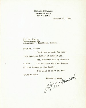 Bernard M. Baruch Letter - SOLD