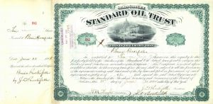 Standard Oil Trust Issued and Signed to Elizabeth Bessie Rockefeller - Ultra Rare if not Unique - Autgraph Stock Certificate