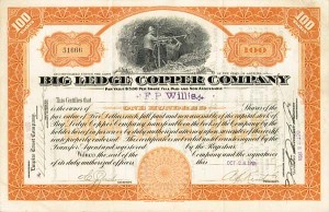 Big Ledge Copper Co. - Stock Certificate (Uncanceled)