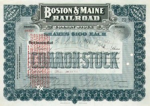 Boston and Maine Railroad - Stock Certificate