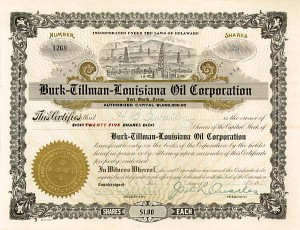 Burk-Tillman-Louisiana Oil Corp - Stock Certificate (Uncanceled)