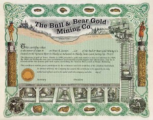 Bull and Bear Gold Mining Company - Stock Certificate