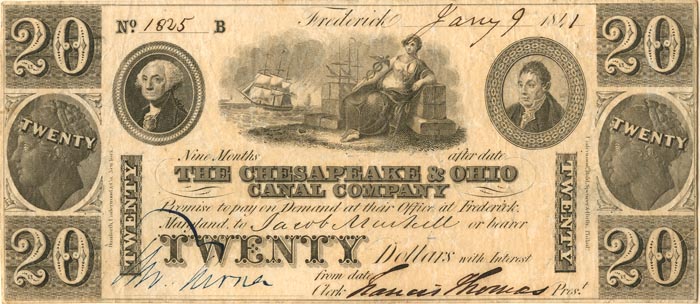 Chesapeake and Ohio Canal Co. - Obsolete Banknote