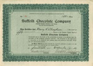 Suffolk Chocolate Co. - Stock Certificate