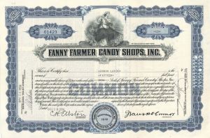 Fanny Farmer Candy Shops, Inc. - 1934 dated Stock Certificate