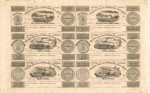 Champlain & St. Lawrence Railroad Uncut Obsolete Sheet - Broken Bank Notes - 6 Note Railway Obsolete Sheet - SOLD