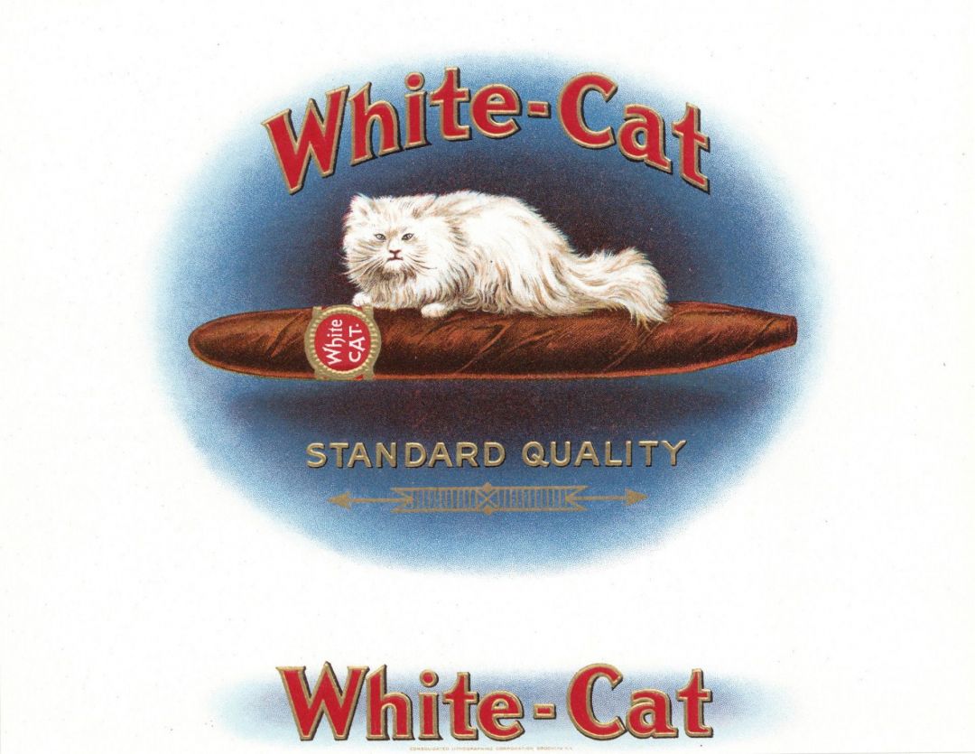 "White-Cat" - Cigar Box Label