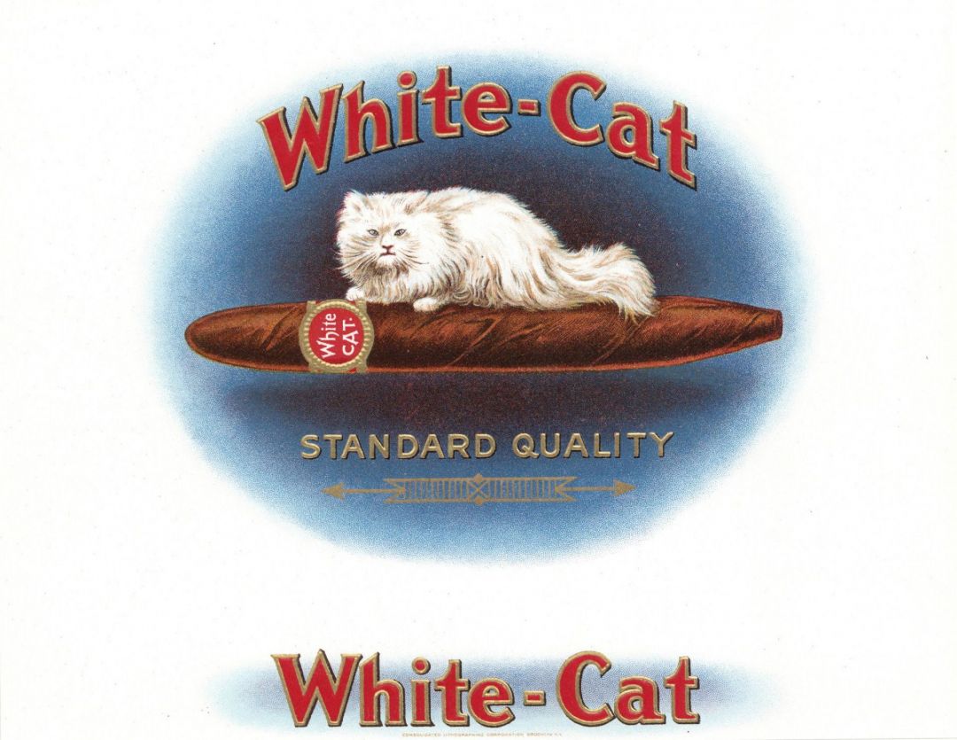 White-Cat - Cigar Box Label - <b>Not Actual Cigars</b>