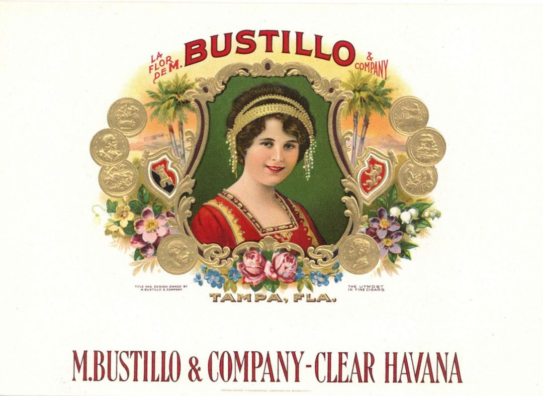 Bustillo-Tampa, Florida - Cigar Box Label - Mentions Havana, Cuba - <b>Not Actual Cigars</b>