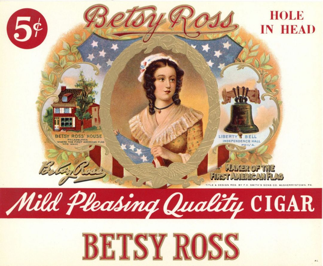 "Betsy Ross" - Cigar Box Label - Americana - <b>Not Actual Cigars</b>