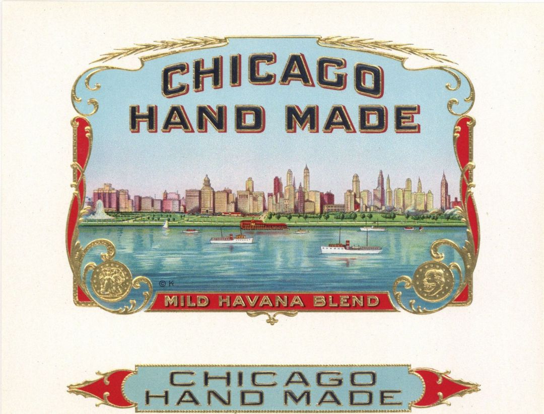 Chicago Hand Made - Cigar Box Label - <b>Not Actual Cigars</b>