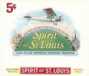 Spirit of St. Louis - Cigar Box Label - <b>Not Actual Cigars</b>
