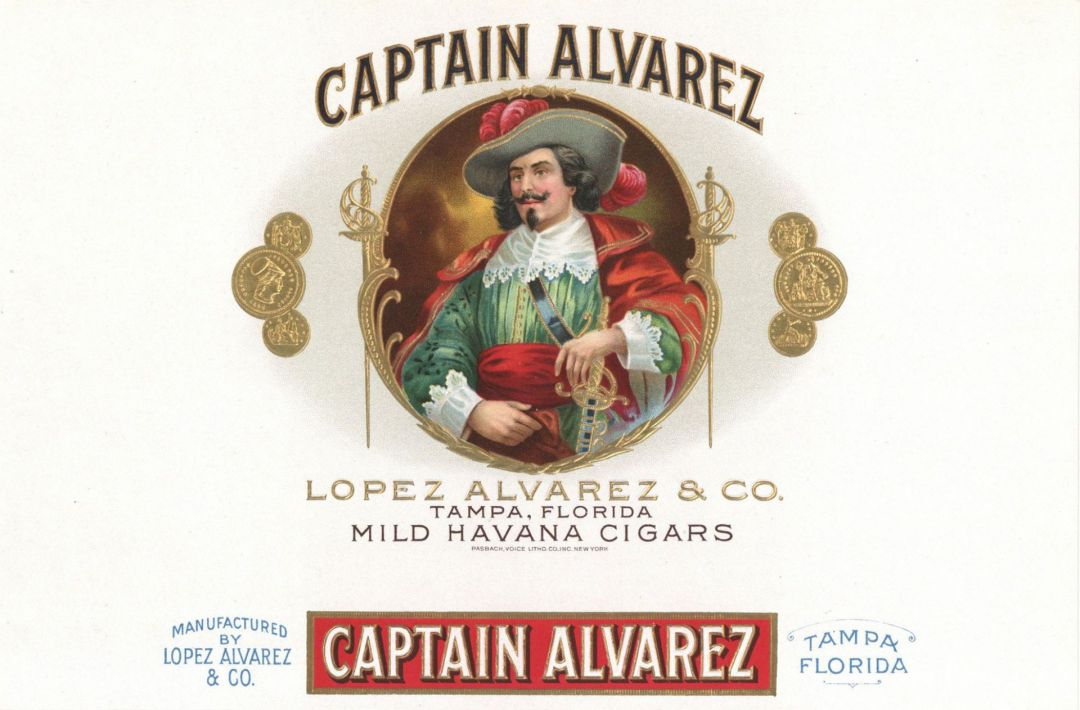 "Captain Alvarez" - Cigar Box Label  - <b>Not Actual Cigars</b>