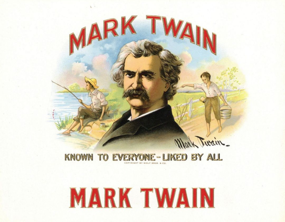 Mark Twain - Cigar Box Label - <b>Not Actual Cigars</b>