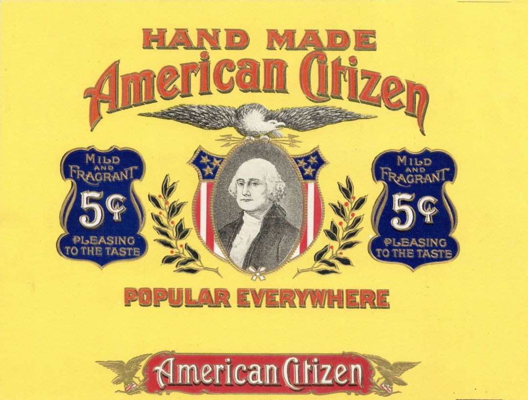 Hand Made American Citizen - Cigar Box Label - <b>Not Actual Cigars</b>