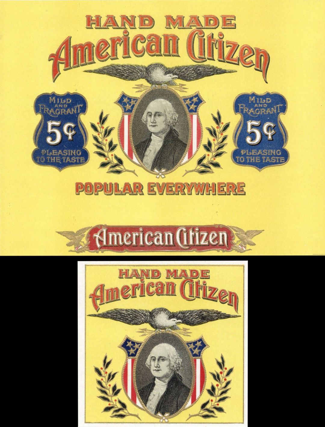 Cigar Box Label "American Citizen" - Hand Made American Citizen - Americana - <b>Not Actual Cigars</b>