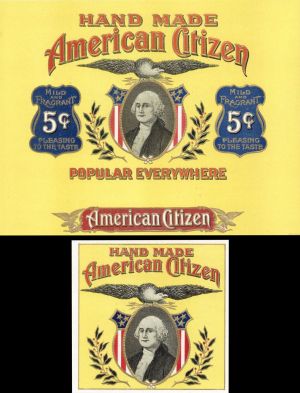 Cigar Box Label "American Citizen" - Hand Made American Citizen - Americana