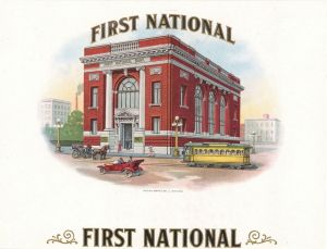 "First National" - Cigar Box Label - Americana