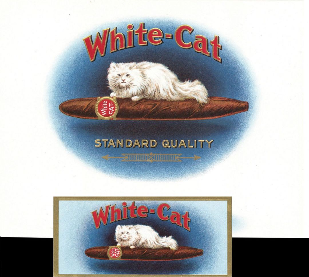 Cigar Box Label "White-Cat" - <b>Not Actual Cigars</b>