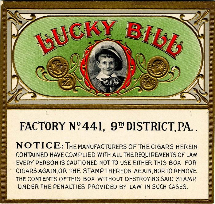 Lucky Bill - Cigar Box Label