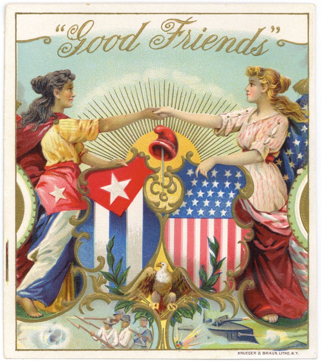 Good Friends - Cigar Box Label - Americana - <b>Not Actual Cigars</b>