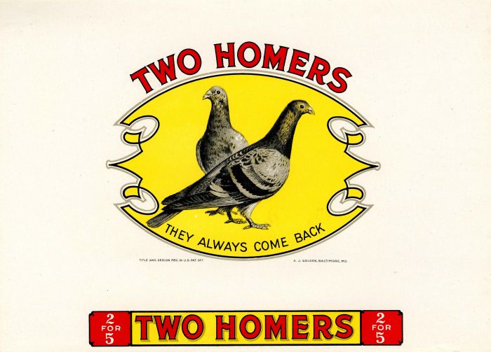 Two Homers - Cigar Box Label - Americana - <b>Not Actual Cigars</b>