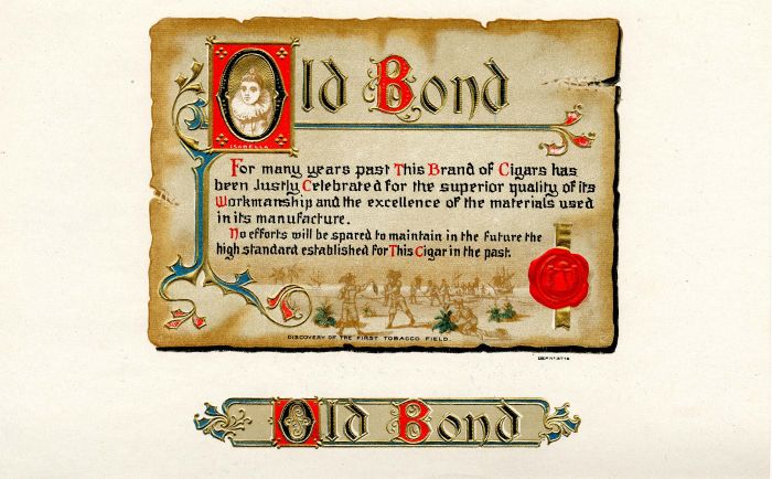 Old Bond - Cigar Box Label - <b>Not Actual Cigars</b>