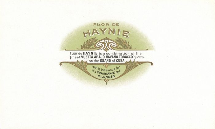 Flor De Haynie - Cuba Cigar Box Label - <b>Not Actual Cigars</b>