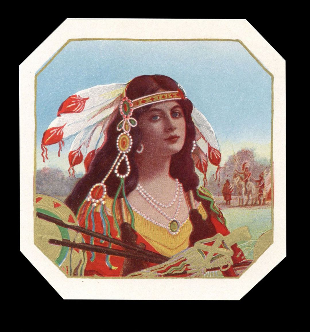 Female Indian - Cigar Box Label - Americana - <b>Not Actual Cigars</b>
