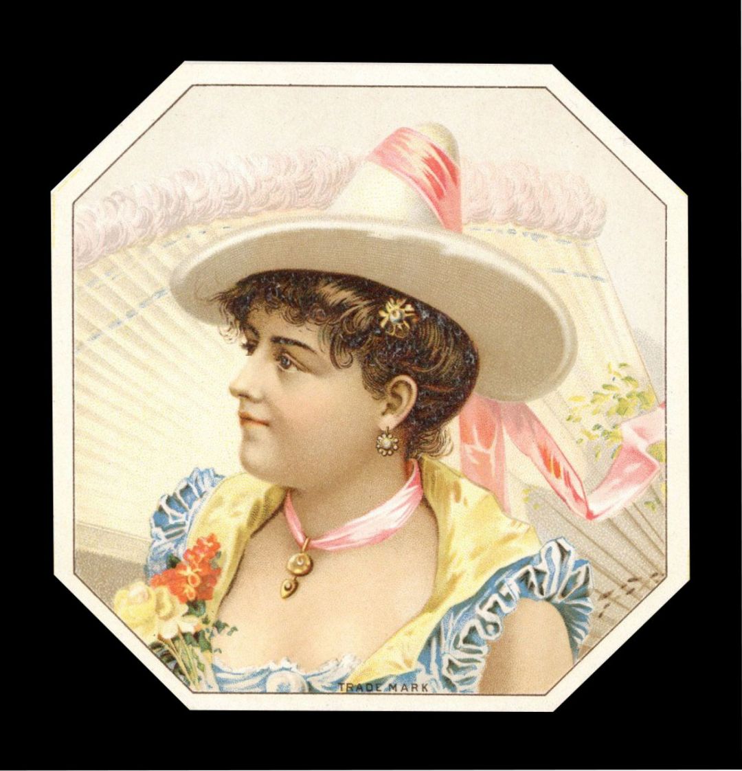 Female in Cone shaped Hat - Cigar Box Label - <b>Not Actual Cigars</b>