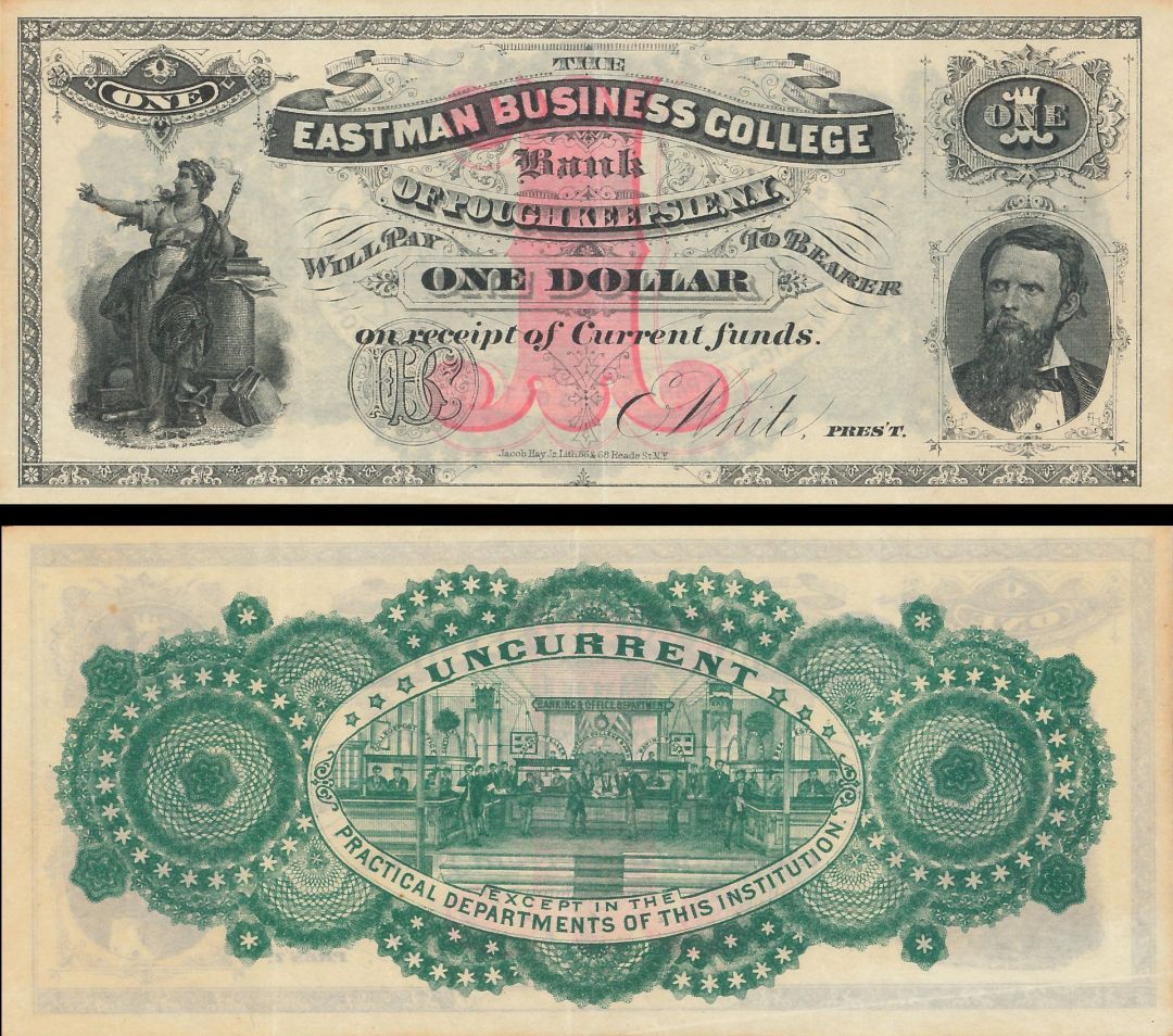 Eastman Business College Bank - Poughkeepsie, New York - College Currency - 1 Dollar