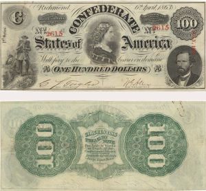 Confederate $100 Note - CR-402-4, 1863 dated - Confederate Paper Money