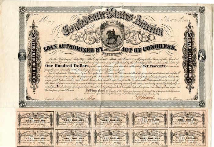 $100 Confederate States of America - Bond