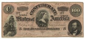 Confederate $100 Note