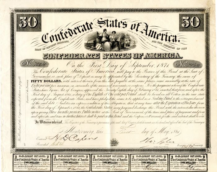 $50 Confederate States of America - Bond